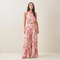 Conjunto floral crop top y pantalón palazzo