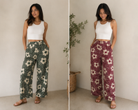 Pantalón floreado (verde y vino)