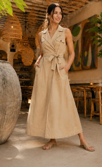 Vestido midi beige