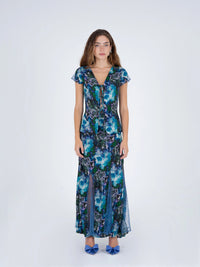 Blusa loto azul con encaje