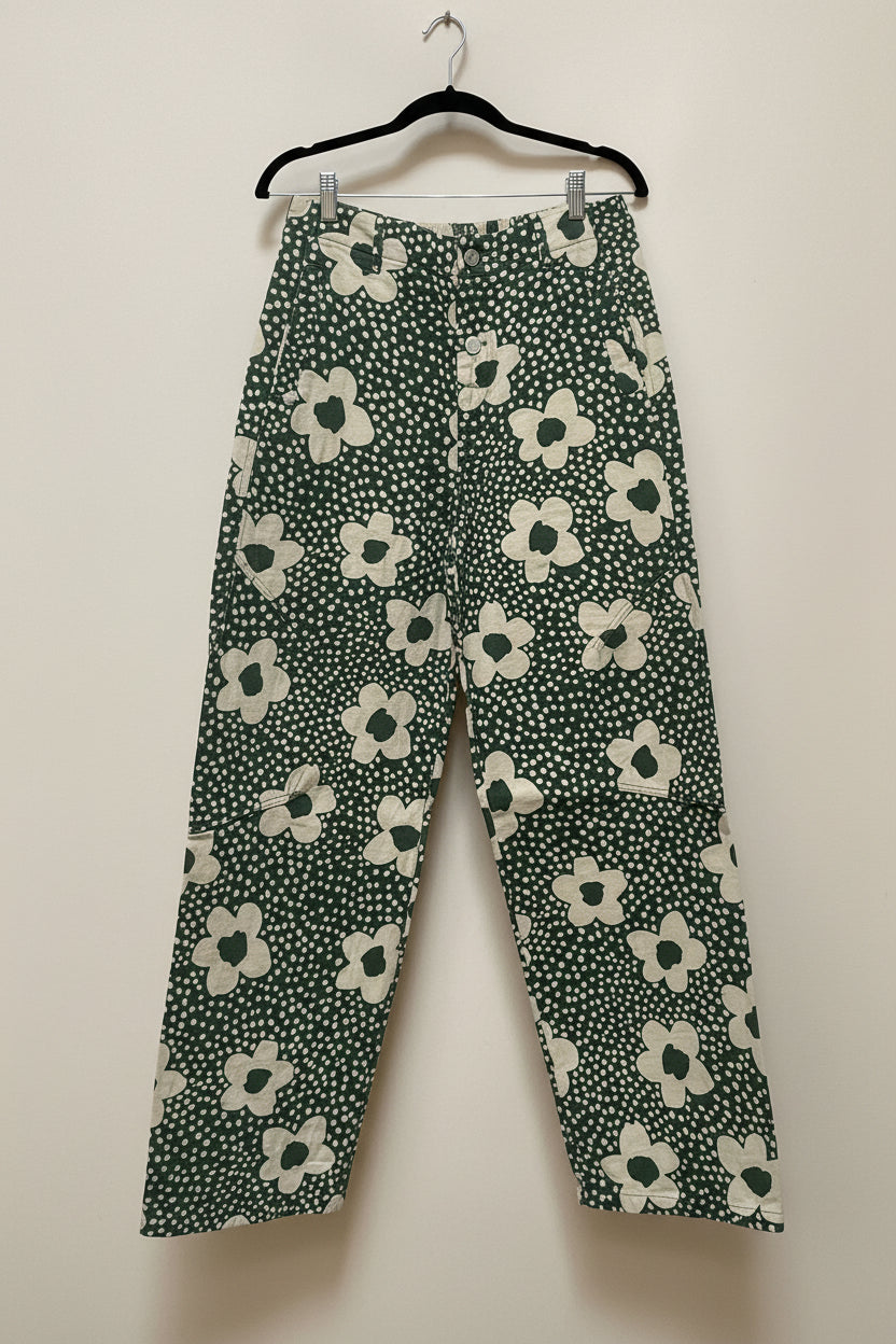Pantalón floreado (verde y vino)