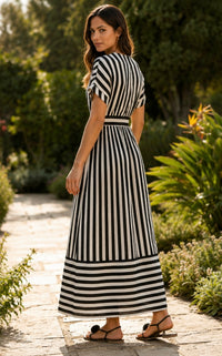 Vestido Midi Rayas Blanco y Negro
