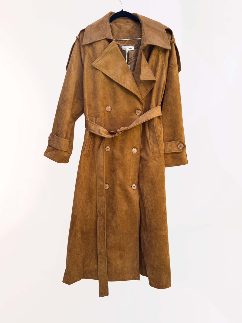 Gabardina de gamuza camel