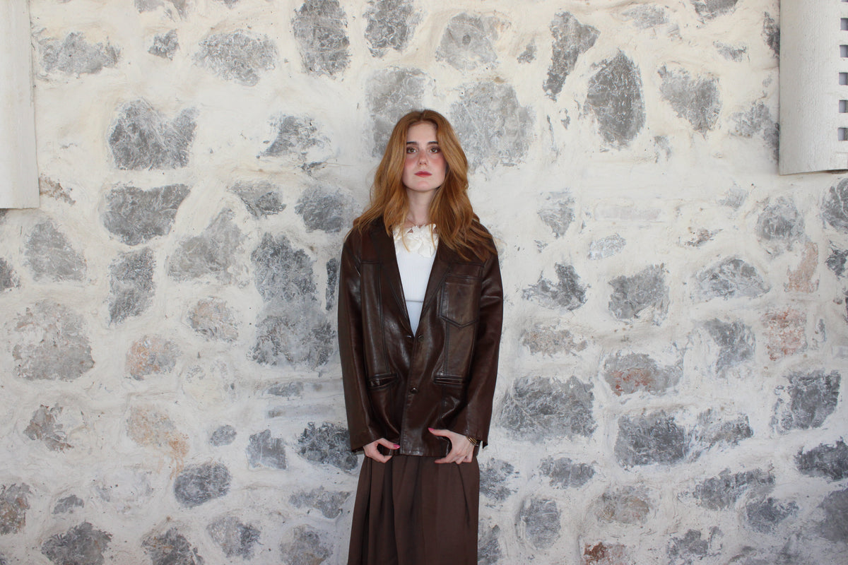 Abrigo  Piel Lamb Skin Café Chocolate