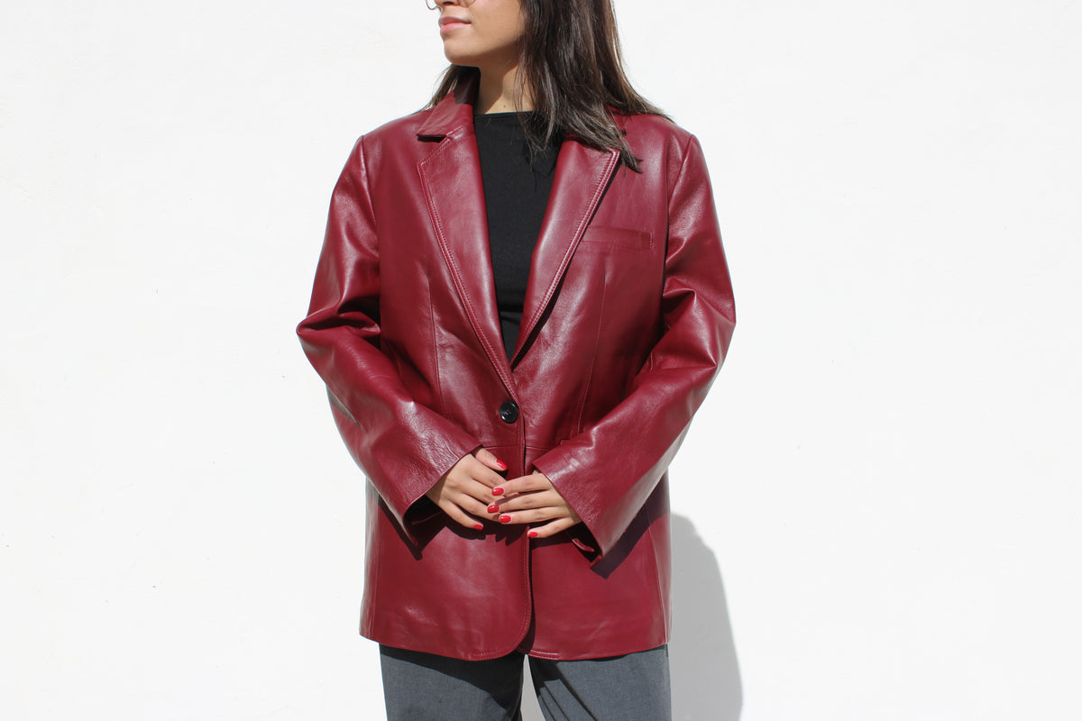Abrigo de Piel Lambskin Vino