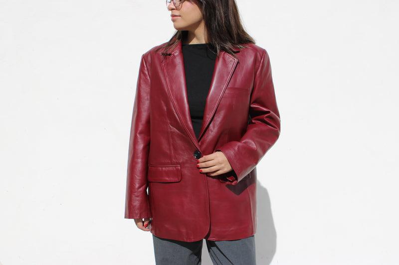 Abrigo de Piel Lambskin Vino