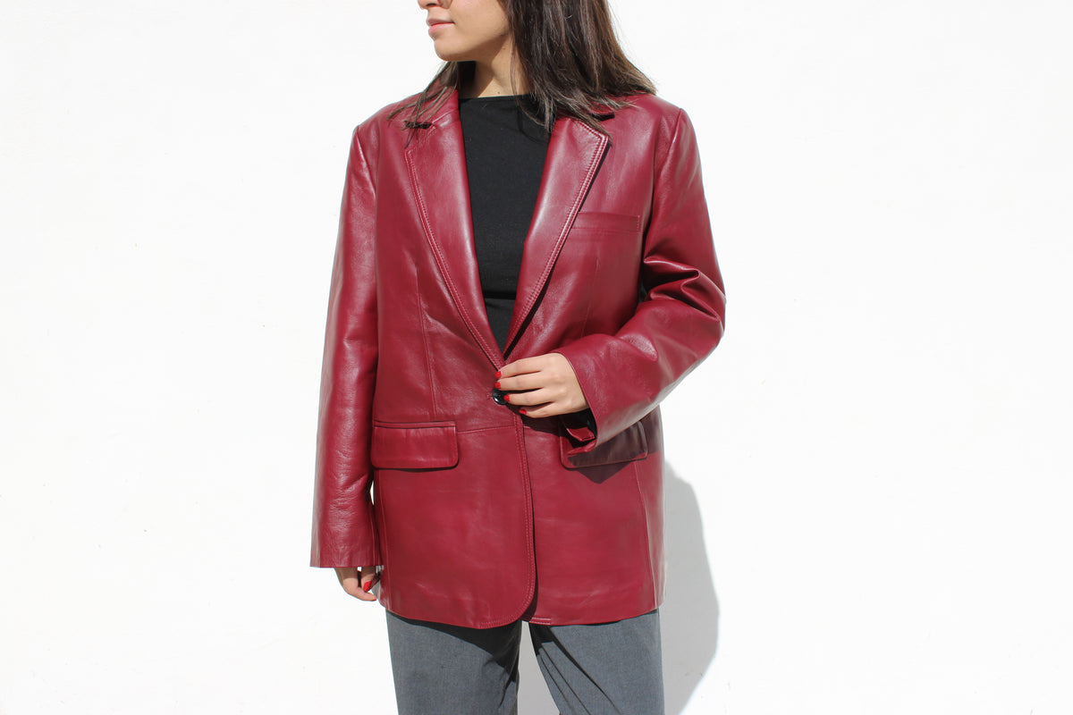 Abrigo de Piel Lambskin Vino