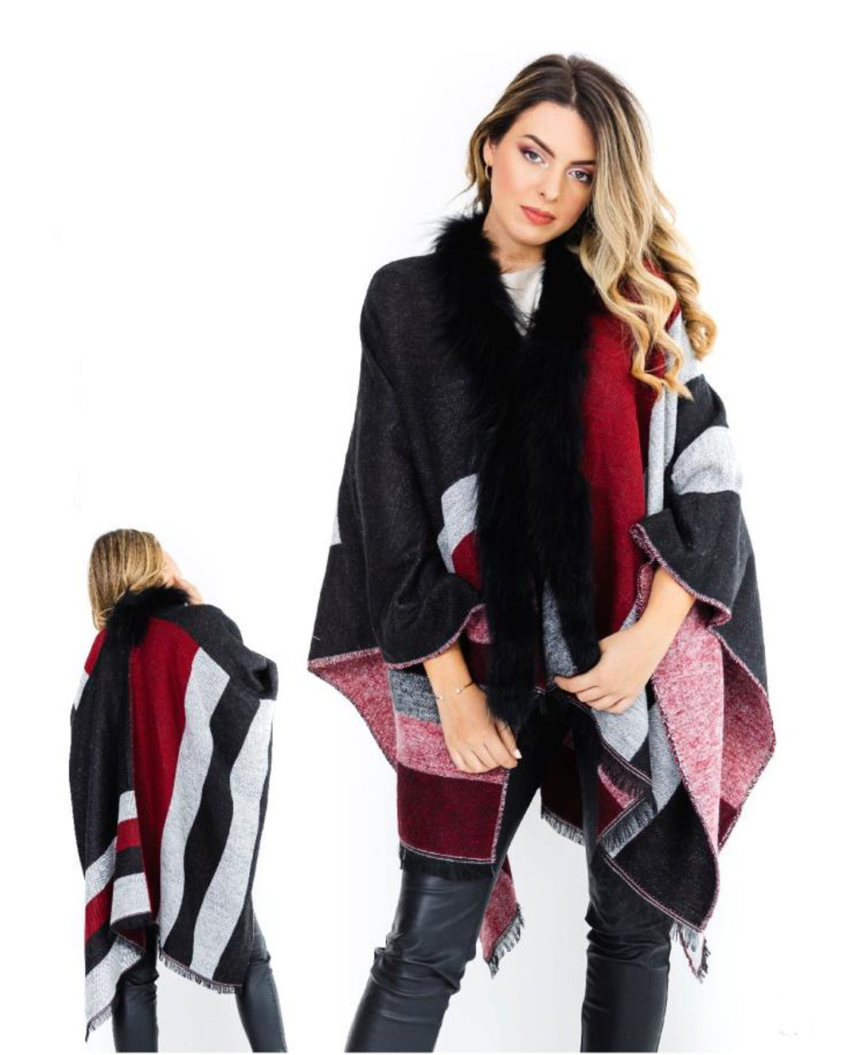 Poncho estampado y mapache