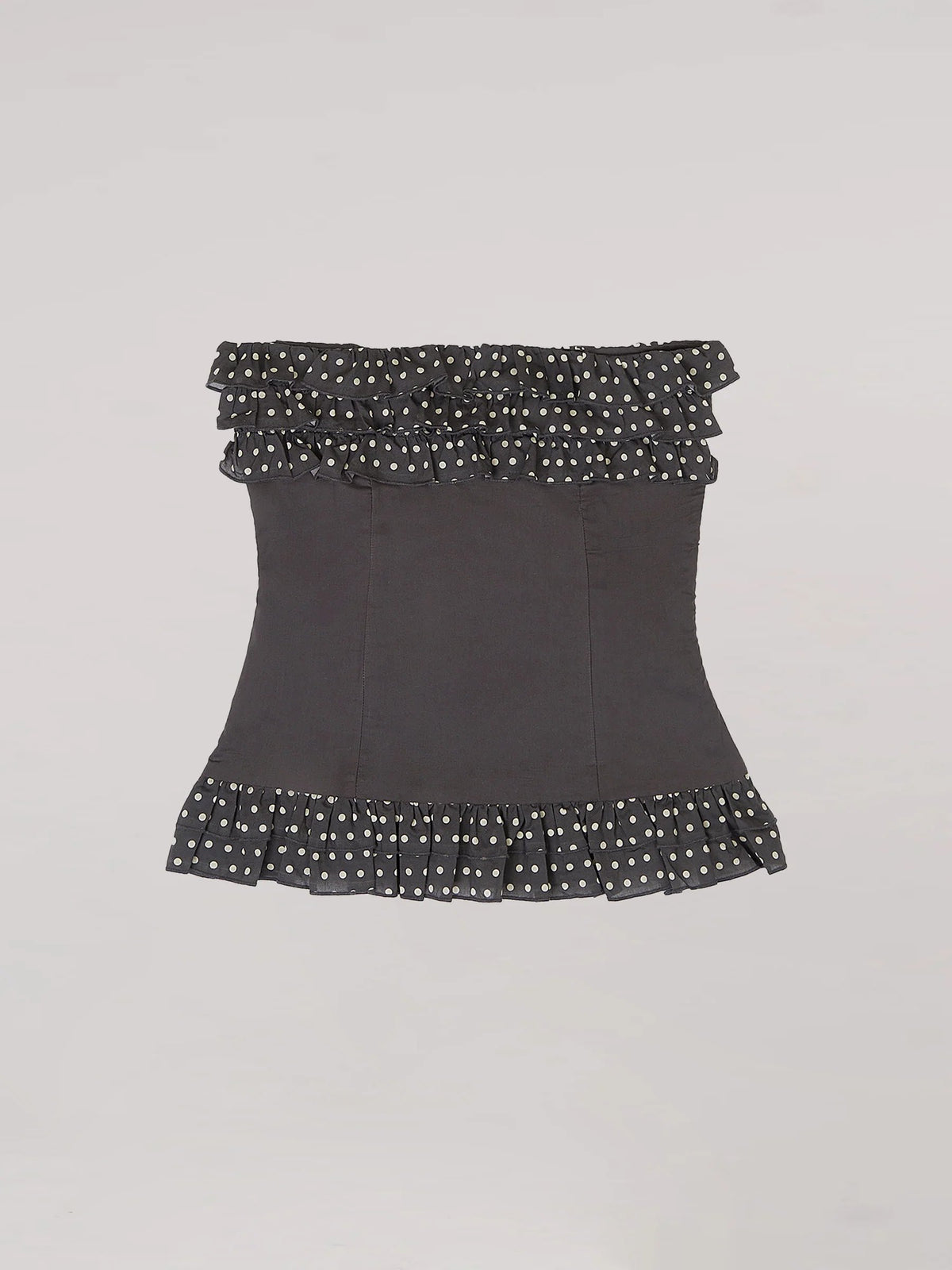 Top strapless de lunares blancos