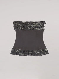 Top strapless de lunares blancos
