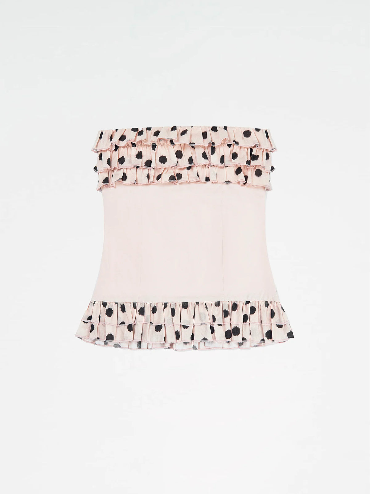 Top strapleess con lunares café