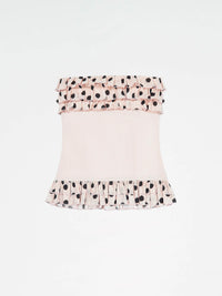 Top strapleess con lunares café