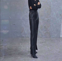 Pantalón negro de piel de cordero