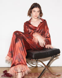 Camisa roja con plumas