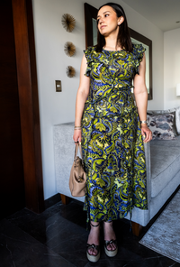 Vestido midi floral verde