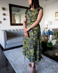 Vestido midi floral verde