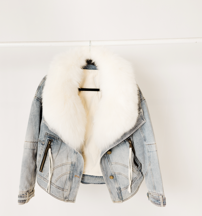 Chaqueta de Mezclilla con Cuello Desprendible Fox