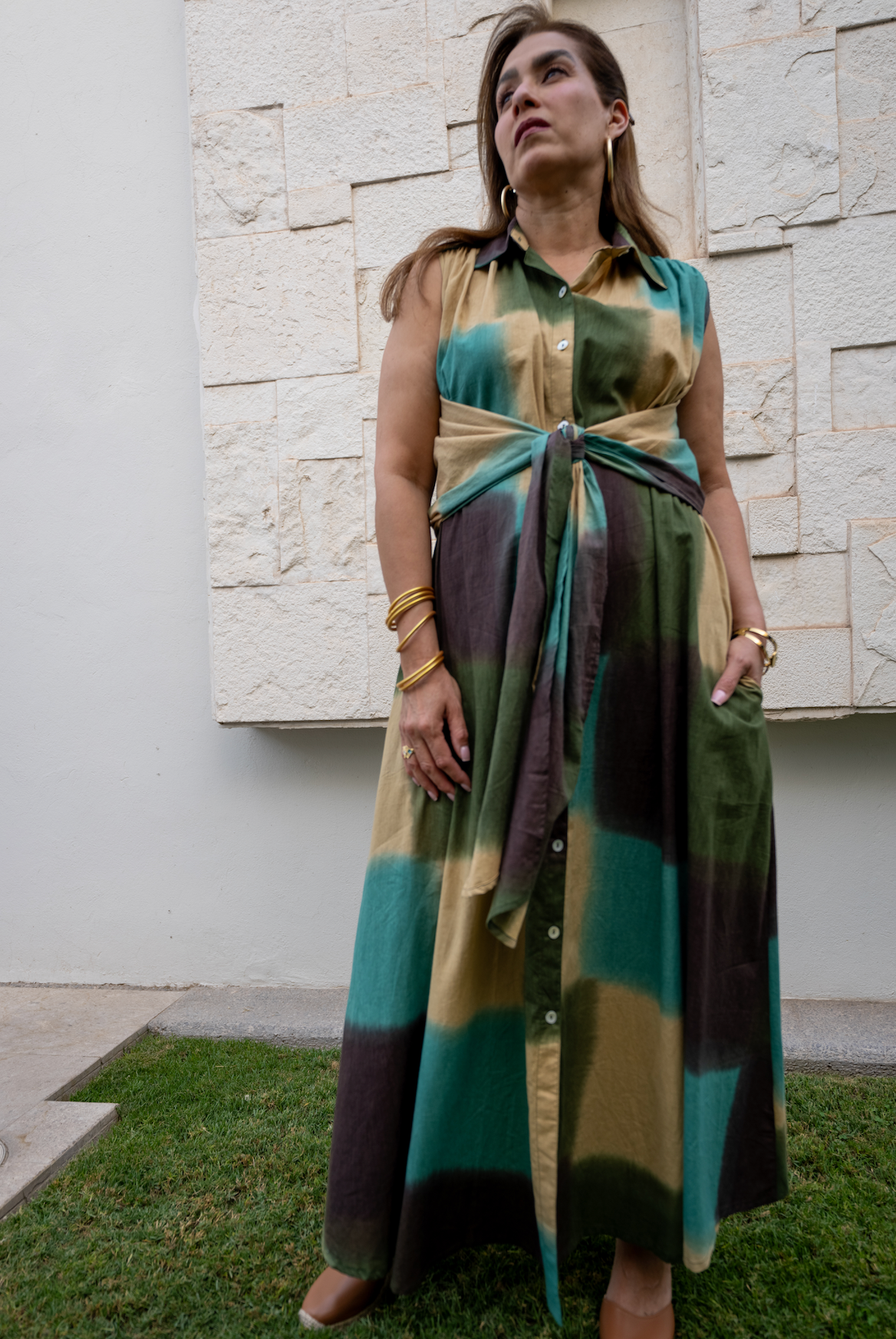 Vestido unitalla multicolor AZUL
