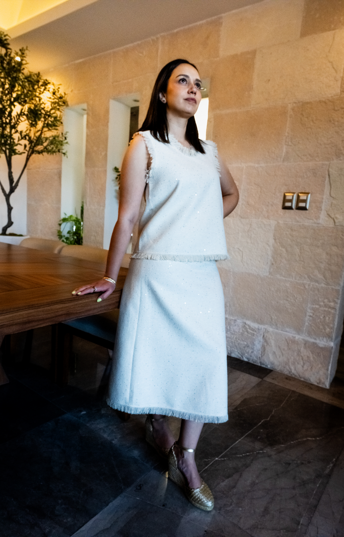 Conjunto perla con brillos