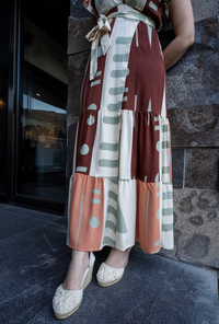 Vestido unitalla café con hueso