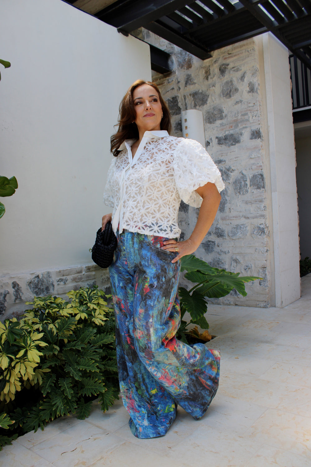 Blusa flores bordadas